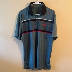Adidas Men's Polo with Blue and Red Accents